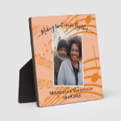 Elegante Peach Musiknotens Paare Valentine Foto Fotoplatte (Vorderseite)