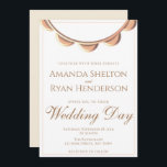 Elegante Peach Necklace White Wedding Einladung<br><div class="desc">Elegante Peach Necklace White Wedding Einladung. Diese moderne und elegante Hochzeitseinladung lädt Ihre Gäste ein. Eine elegante Einladung mit einer eleganten Halskette in pfirsichfarbener Farbe. Der Hintergrund ist weiß. Der Text ist ein modernes Skript. Sie können den gesamten Text ganz einfach anpassen - personalisieren Sie ihn mit dem Namen der...</div>
