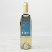 Elegante Peach Oceanic Blue Wedding 2 Lives 1 Stoc Flaschenanhänger (Auf Flasche)