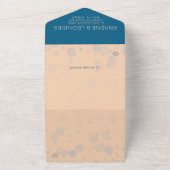 Elegante Peach Oceanic Blue Wedding All In One Einladung (Außenbereich)