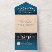 Elegante Peach Oceanic Blue Wedding All In One Einladung (Innen Boden)