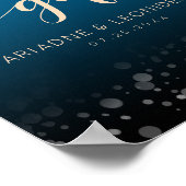 Elegante Peach Oceanic Blue Wedding Cards Geschenk Poster (Ecke)