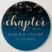 Elegante Peach Oceanic Blue Wedding ein neues Kapi Button (Vorderseite)