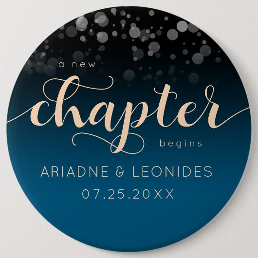 Elegante Peach Oceanic Blue Wedding ein neues Kapi Button (Vorderseite)