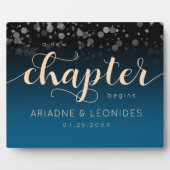 Elegante Peach Oceanic Blue Wedding ein neues Kapi Fotoplatte (Vorderseite)