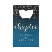 Elegante Peach Oceanic Blue Wedding ein neues Kapi Geldbeutel Flaschenöffner (Vorderseite)