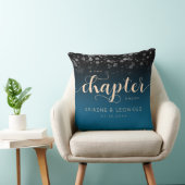 Elegante Peach Oceanic Blue Wedding ein neues Kapi Kissen (Stuhl )