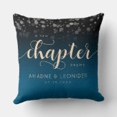 Elegante Peach Oceanic Blue Wedding ein neues Kapi Kissen (Rückseite)