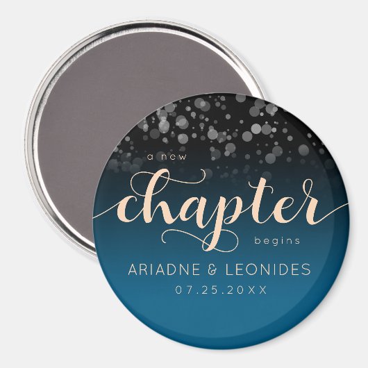 Elegante Peach Oceanic Blue Wedding ein neues Kapi Magnet (Vorderseite/Rückseite)