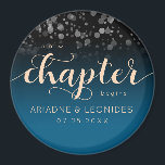 Elegante Peach Oceanic Blue Wedding ein neues Kapi Magnet<br><div class="desc">Machen Sie Ihren besonderen Tag zu einem unvergesslichen Fest mit diesen einfachen,  aber stilvollen Magneten,  die elegante handgeschriebene und Blockschrift mit einem Konfetti-Set auf schwarz,  blendend ozeanischer Schattierungen mit mediterranem Einschlag und pfirsichfarbenen Hintergründen. Passen Sie Ihre Wünsche an. Design © W.H. Sim. Weitere Informationen unter zazzle.com/expressionsoccasions</div>