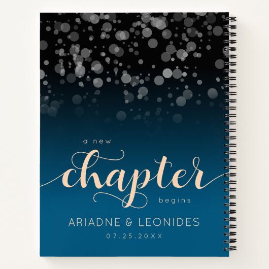 Elegante Peach Oceanic Blue Wedding ein neues Kapi Notizblock (Rückseite)