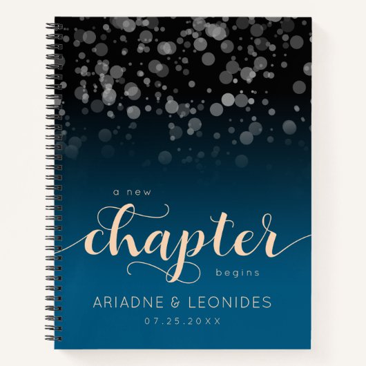 Elegante Peach Oceanic Blue Wedding ein neues Kapi Notizblock (Vorderseite)