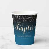 Elegante Peach Oceanic Blue Wedding ein neues Kapi Pappbecher (Rückseite)