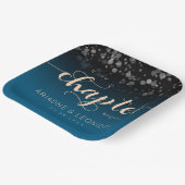 Elegante Peach Oceanic Blue Wedding ein neues Kapi Pappteller (Gewinkelt)