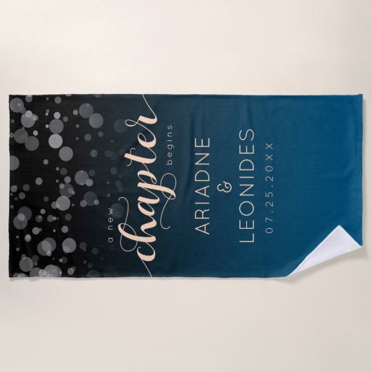 Elegante Peach Oceanic Blue Wedding ein neues Kapi Strandtuch (Vorderseite)