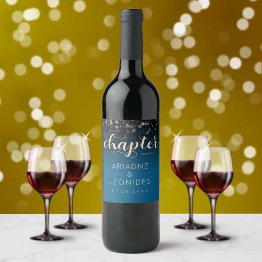 Elegante Peach Oceanic Blue Wedding ein neues Kapi Weinetikett