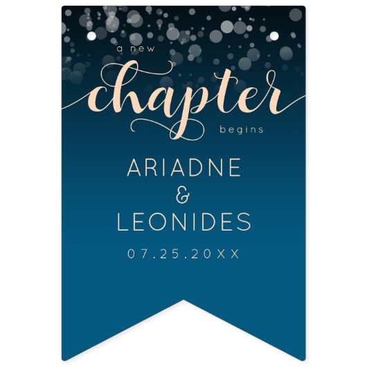 Elegante Peach Oceanic Blue Wedding ein neues Kapi Wimpelkette (Erste Fahne)