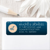 Elegante Peach Oceanic Blue Wedding Initials (Insitu)