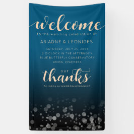 Elegante Peach Oceanic Blue Wedding Willkommen Banner