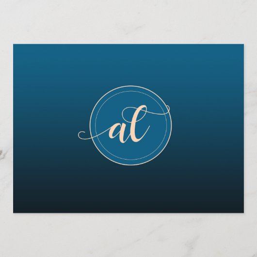 Elegante peach Oceanic Blue Wedding Words of Weish Programm (Rückseite)