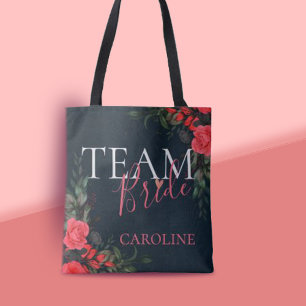 Elegante Peach Orange Floral Team Bride Bridesmaid Tasche