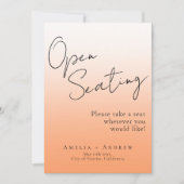 Elegante Peach Orange Fuzz Hochzeit Open Seating (Vorderseite)