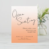 Elegante Peach Orange Fuzz Hochzeit Open Seating (Stehend Vorderseite)