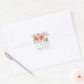 Elegante Peach Peonies Florals Liebe und Dank Quadratischer Aufkleber (Umschlag)