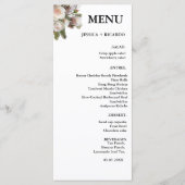 Elegante Peach Pink Boho Wasserfarbe Winter Hochze Menükarte (Vorderseite)