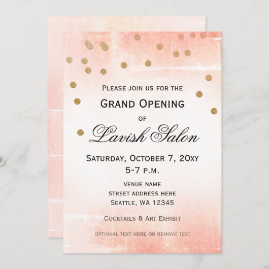 Elegante Peach Pink Corporate Party Einladung (Vorne/Hinten)