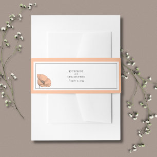 Elegante Peach Poppies Blumenzwiebeleinladung Einladungsbanderole