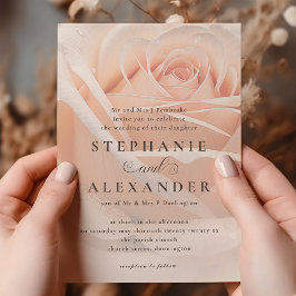 Elegante Peach Rose Formal Wedding Einladung