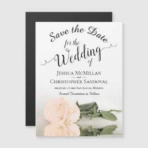 Elegante Peach-Rose Hochzeit Speichern Sie das Dat Magnetkarte