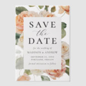 Elegante Peach-Rose Hochzeit Speichern Sie das Dat Pergament Einladungen (Vorderseite)