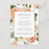 Elegante Peach Rose Hochzeitdetails Begleitkarte (Vorderseite)