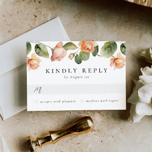 Elegante Peach Rose Meal Choice Wedding R RSVP Karte