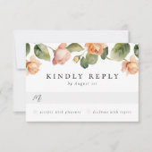 Elegante Peach Rose Meal Choice Wedding R RSVP Karte (Vorderseite)