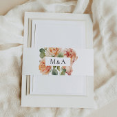 Elegante Peach Rose Monogram Wedding Einladungsbanderole