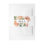 Elegante Peach Rose Monogram Wedding Einladungsbanderole (Vorderseite Beispiel)