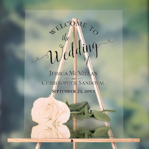 Elegante Peach Rose Romantische Hochzeit Willkomme Acrylschild