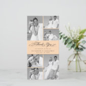 Elegante Peach Scalloped Band 6 Foto Chic Wedding Dankeskarte (Stehend Vorderseite)