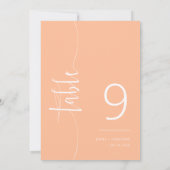 Elegante Peach Script Wedding Tischnummer (Rückseite)
