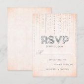 Elegante Peach & Silver Sparkle RSVP Karte (Vorne/Hinten)