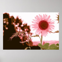 Elegante Peach Sonnenblumen Kunst, Dichtung und Mu Poster