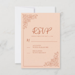 Elegante Peach Terracotta Wedding RSVP Karte