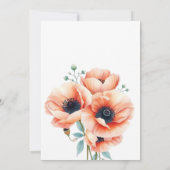 Elegante Peach und Coral Poppy Blumenhochzeit Einladung (Rückseite)