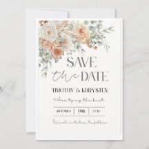 Elegante Peach- und Grün Save-the-Date-Hochzeitsei