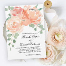 Elegante Peach Wassercolor Blumenhochzeit