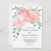 Elegante Peach Wassercolor Blumenhochzeit Einladung (Vorderseite)
