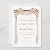 Elegante Peach Wassercolor Blumenstrauß Einladung (Vorderseite)